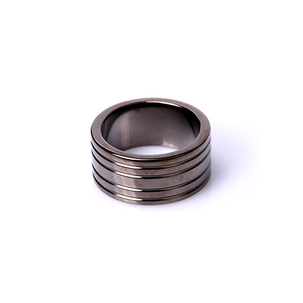 Desireshop.nl - Black Steel Cockring Ribbed - Alkmaar