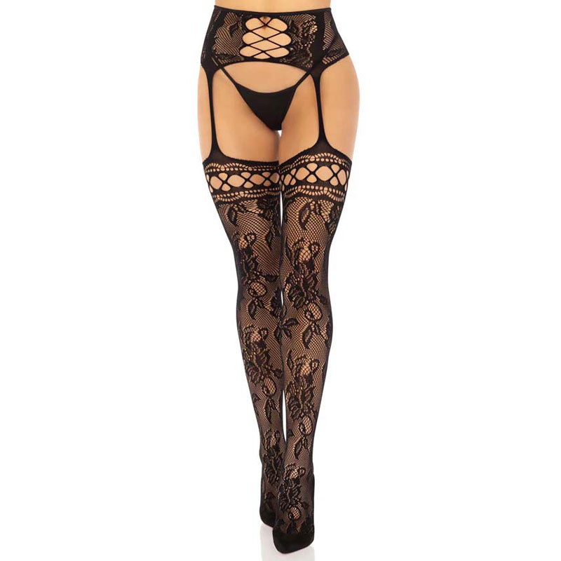 Leg Avenue – Rose Backseam Stockings with Garter Belt - Desireshop.nl
