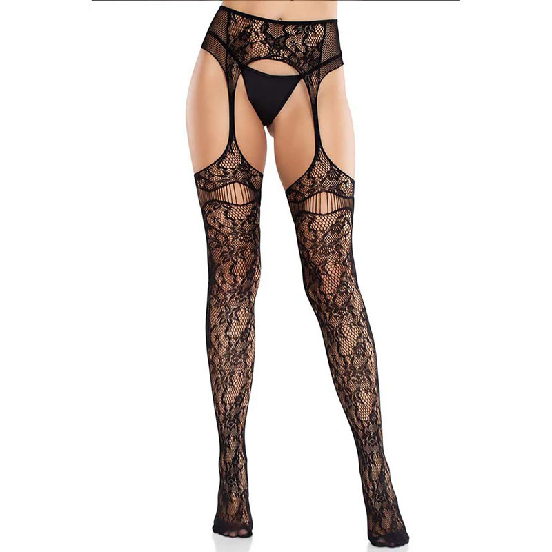 Leg Avenue – Net Stockings with Attached Garter Belt - Desireshop.nl