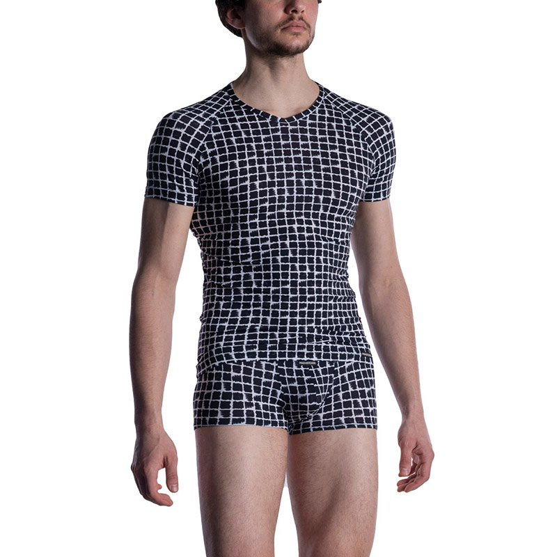 Manstore - M800 V-Neck Tee reg zwart wit - Desireshop.nl