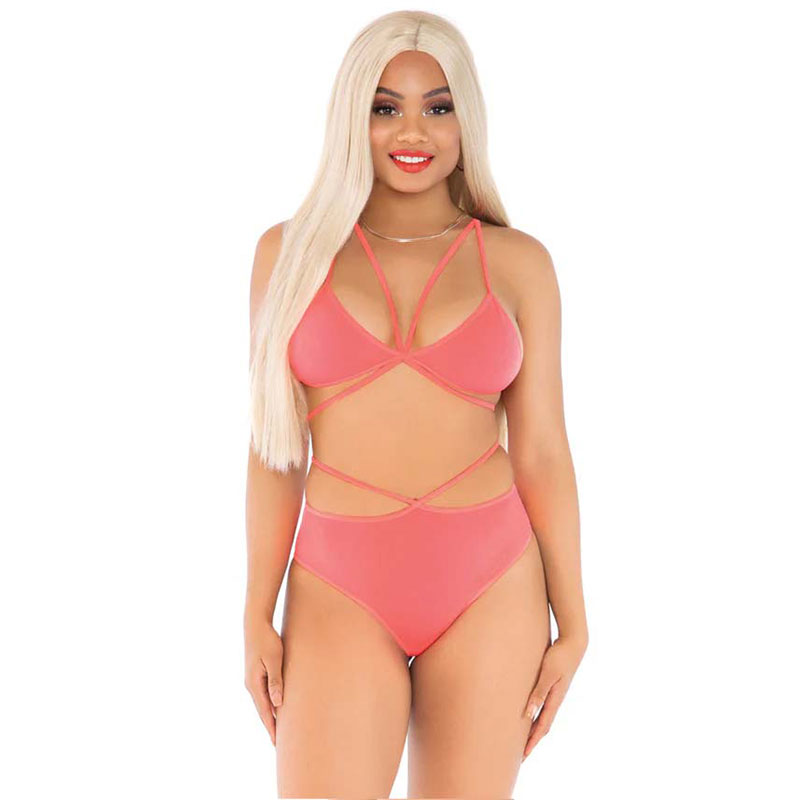 Cage Strap Bra Top and Brazilian Briefs - Desireshop.nl