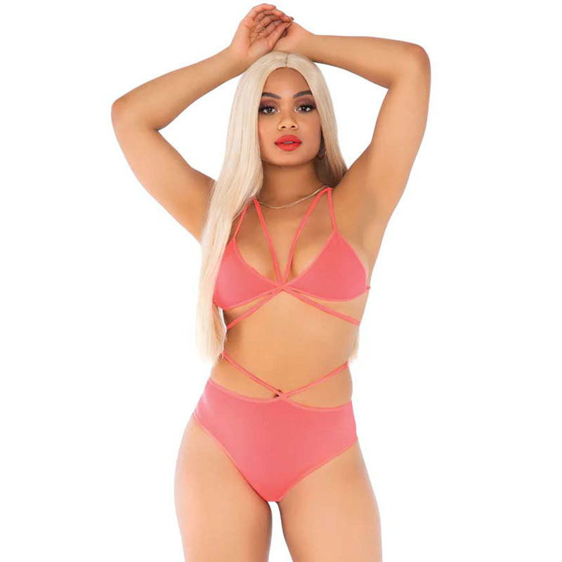 Cage Strap Bra Top and Brazilian Briefs - Desireshop.nl