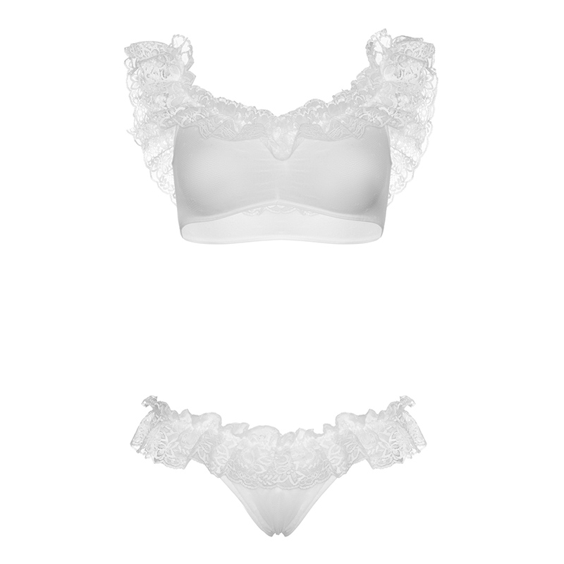 Leg Avenue – Lace ruffle crop top and panty - Afbeelding 2