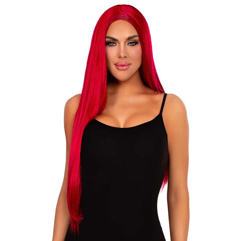 Leg Avenue - Lange rode pruik met middenscheiding - Desireshop.nl