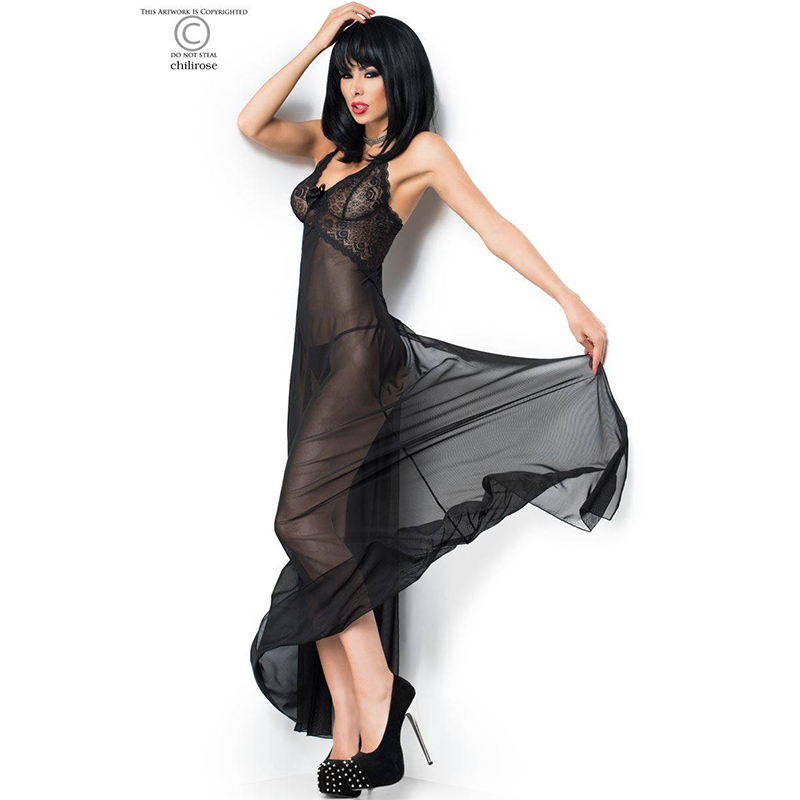 Lange babydoll in het zwart - Desireshop.nl - Snel en discreet