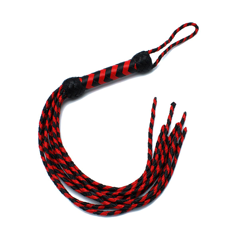 Leather Whip Nine Tails Black & Red - Desireshop.nl
