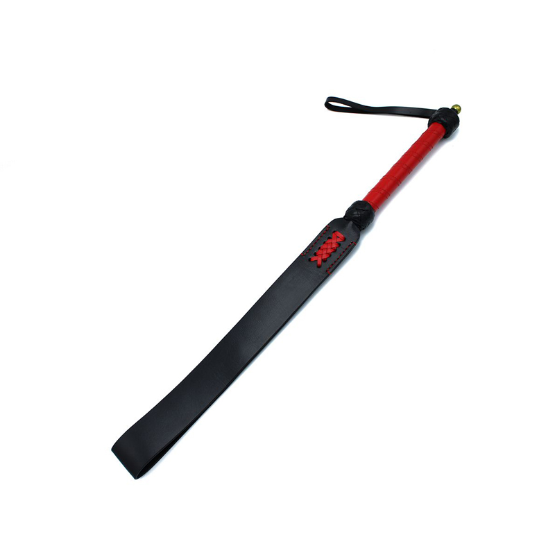 Black & Red Leather Long Paddle Whip - Desireshop.nl